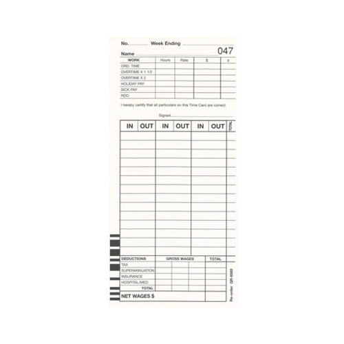 Qr6560 Time Cards – Packet Of 100